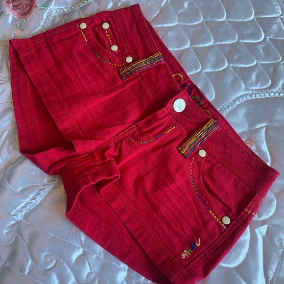 COOGI Vintage Low Rise Red Denim Jean Shorts - Picture 5 of 11